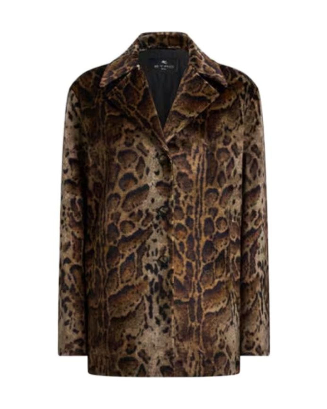 Etro Brown Animal Pattern Padded Jacket