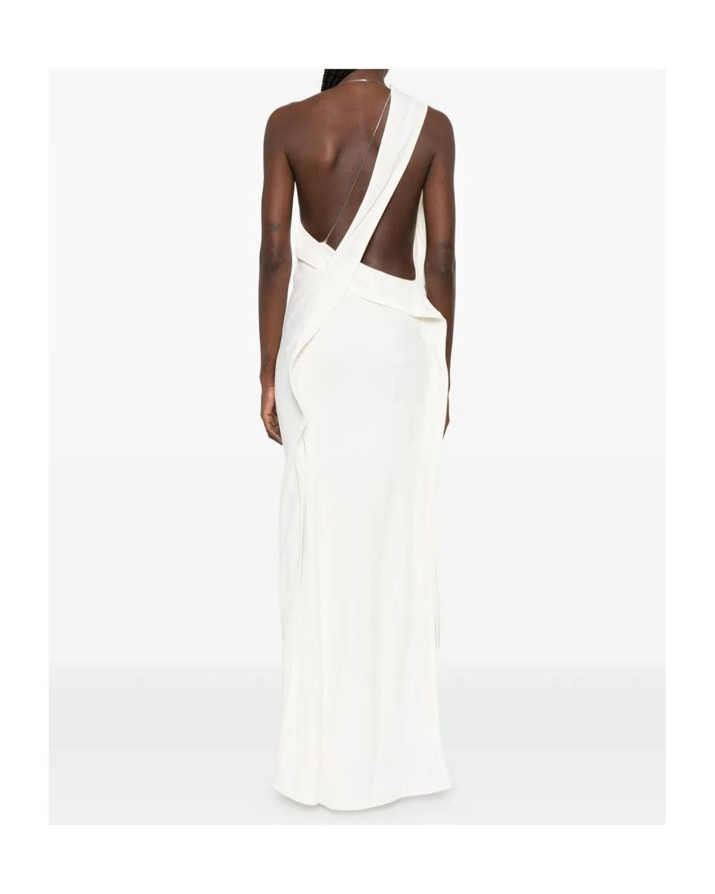 Victoria Beckham White One-Shoulder Chain-Detail Dress