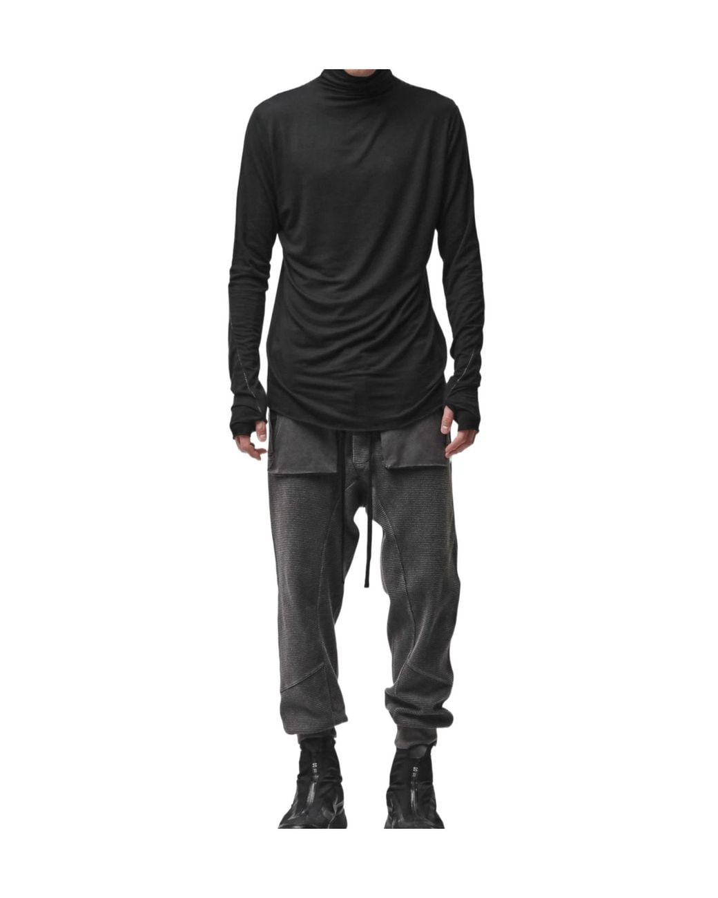 Thom Krom Black Long Sleeved Turtleneck T-Shirt for men