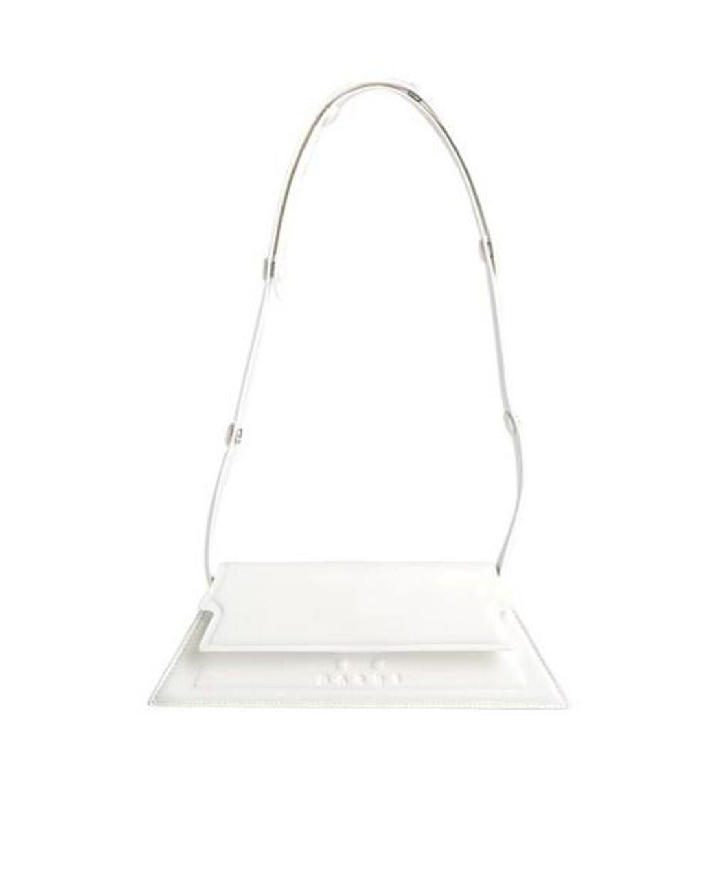 Marni White Mediumsize Solidcolor Leather Baguette Bag