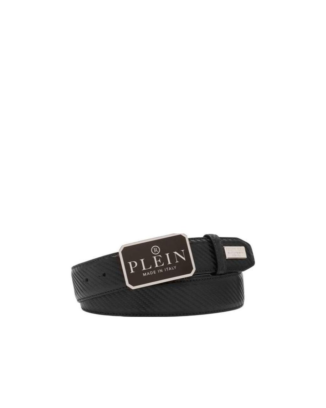 Philipp Plein White Logo-Plaque Textured Belt for men