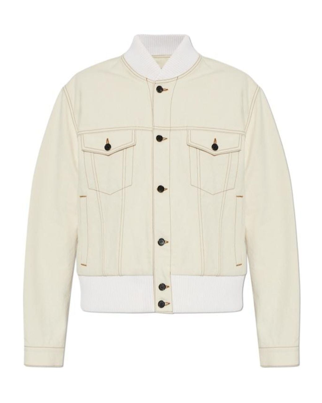 Lanvin White Contrast Trim Bomber Jacket for men