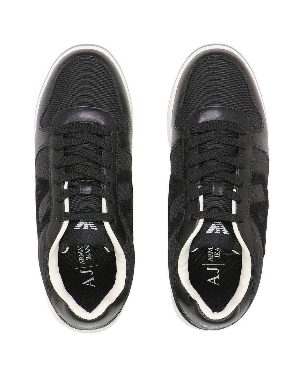 Armani Jeans Black Lace-Up Casual Sneakers for men