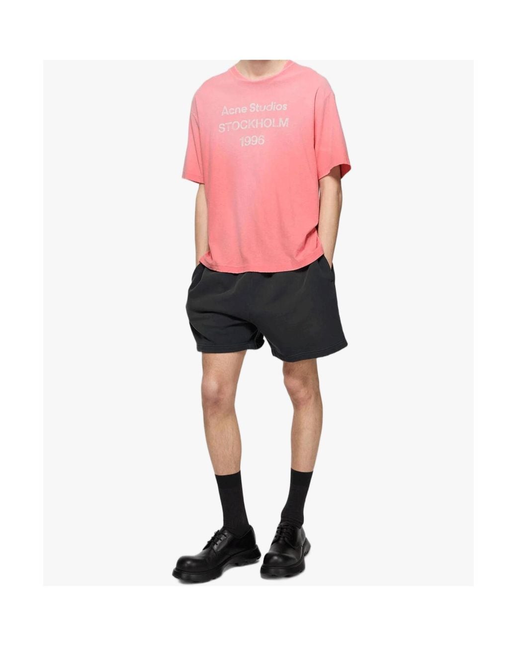 Acne Pink Sprayed Logo T-Shirt for men