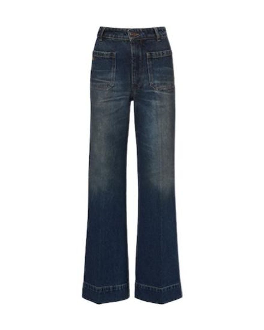 Victoria Beckham Blue Faded Wide-Leg Jeans