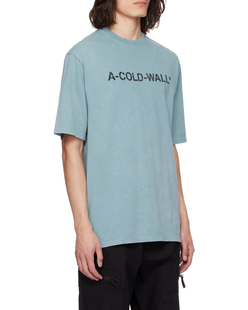 A_COLD_WALL* Blue Overdye Logo-Print T-Shirt for men