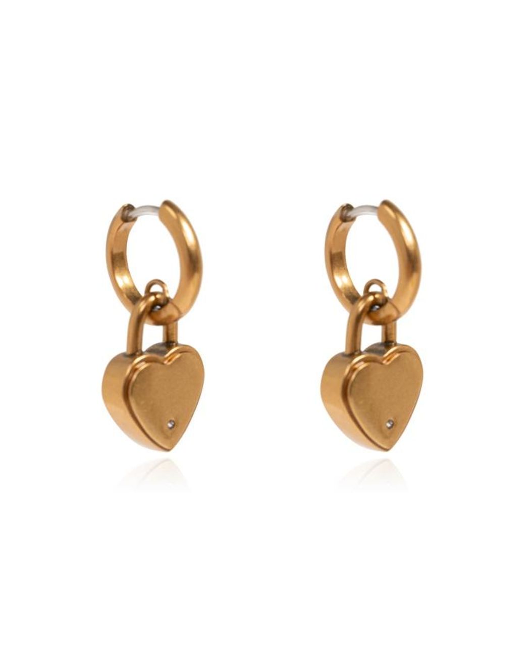 Marc Jacobs Metallic Heart Pendant Hoop Earrings