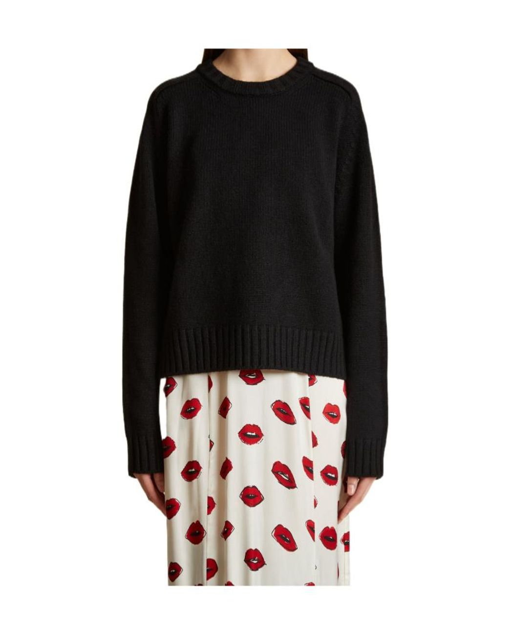 Khaite Black Long-Sleeved Crewneck Jumper