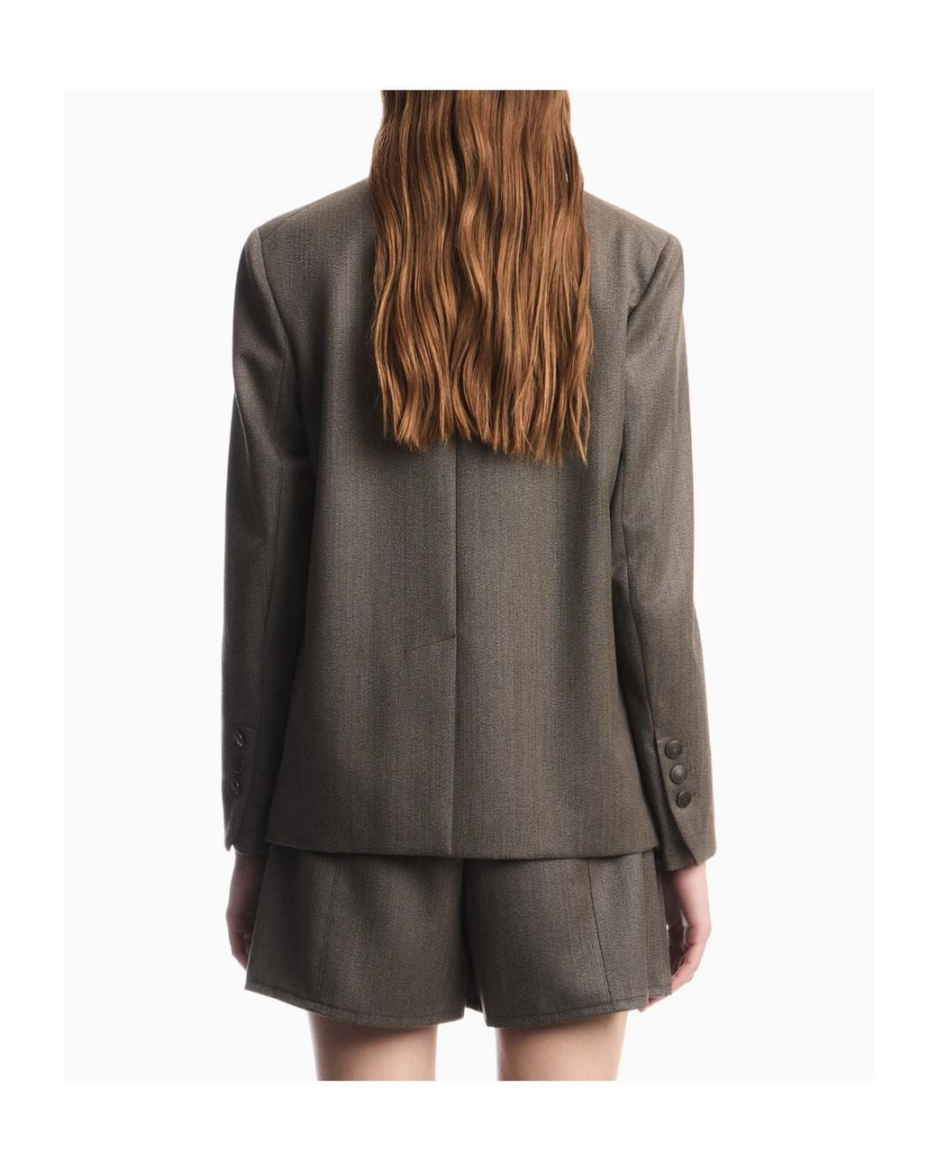 Emporio Armani Gray Double-Breasted Virgin Wool Blazer