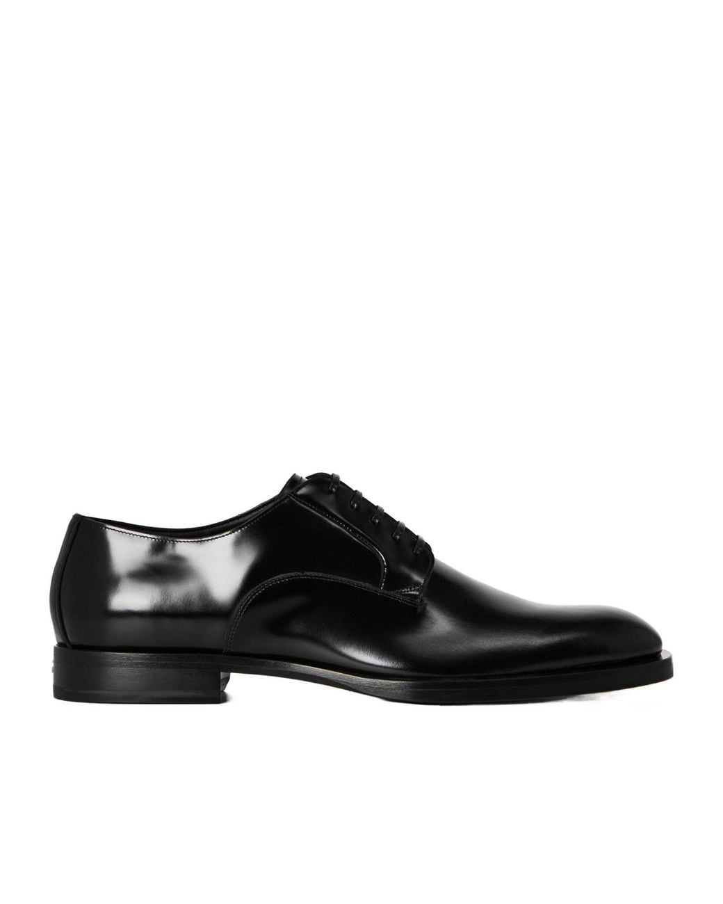 Dolce & Gabbana Black Glossy Oxford Formal Leather Shoes for men