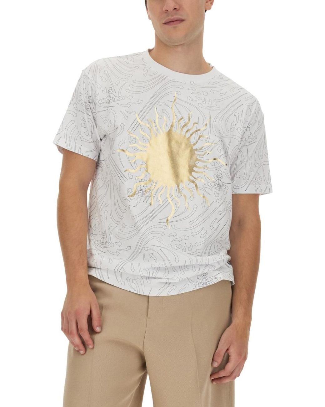 Vivienne Westwood White Graphic Printed Crewneck T-Shirt for men
