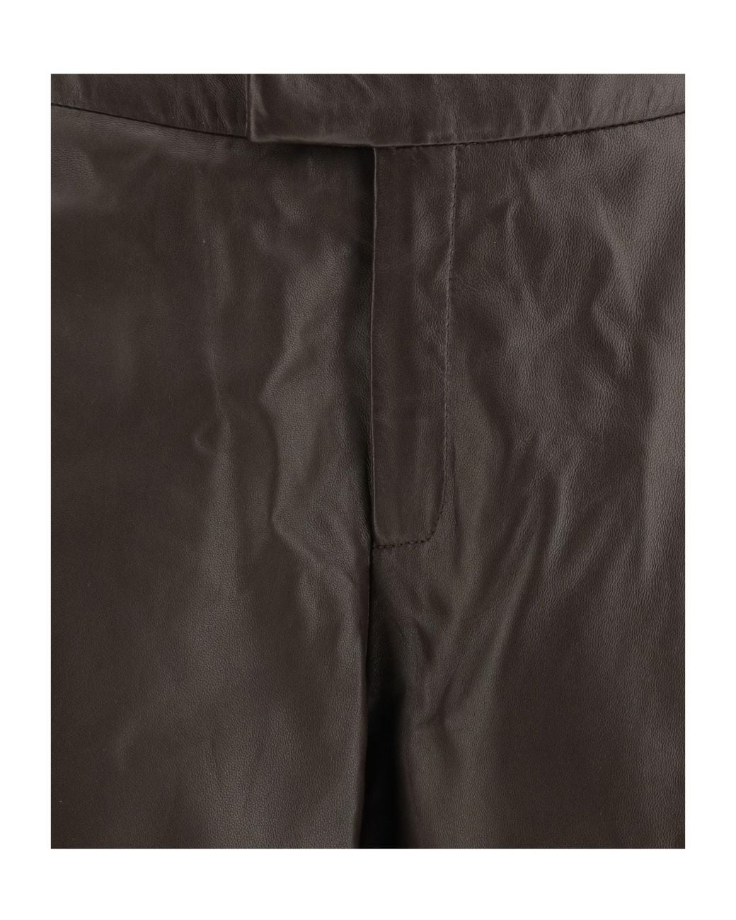 Arma Brown Wide-Leg Leather Pants