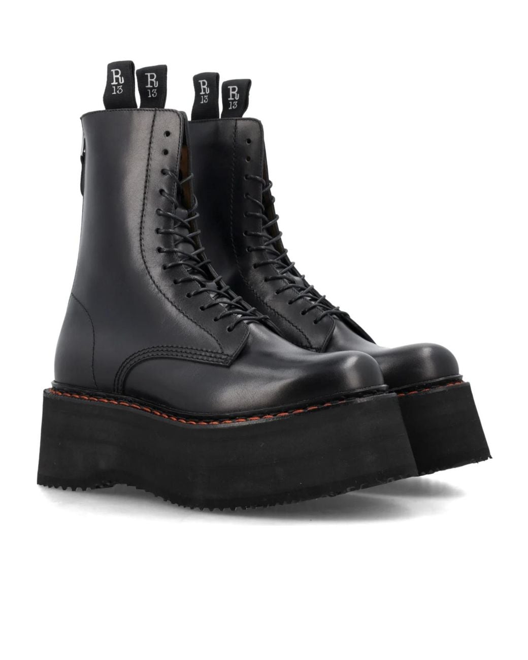 R13 Black Platform Ankle Boots