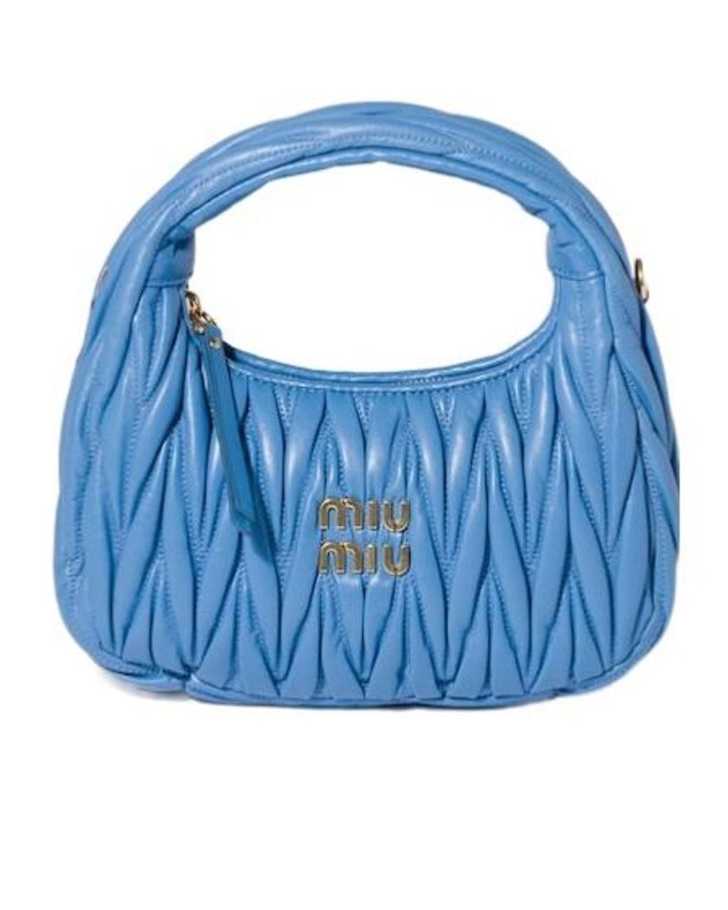 Miu Miu Blue Wander Matelassé Shoulder Bag
