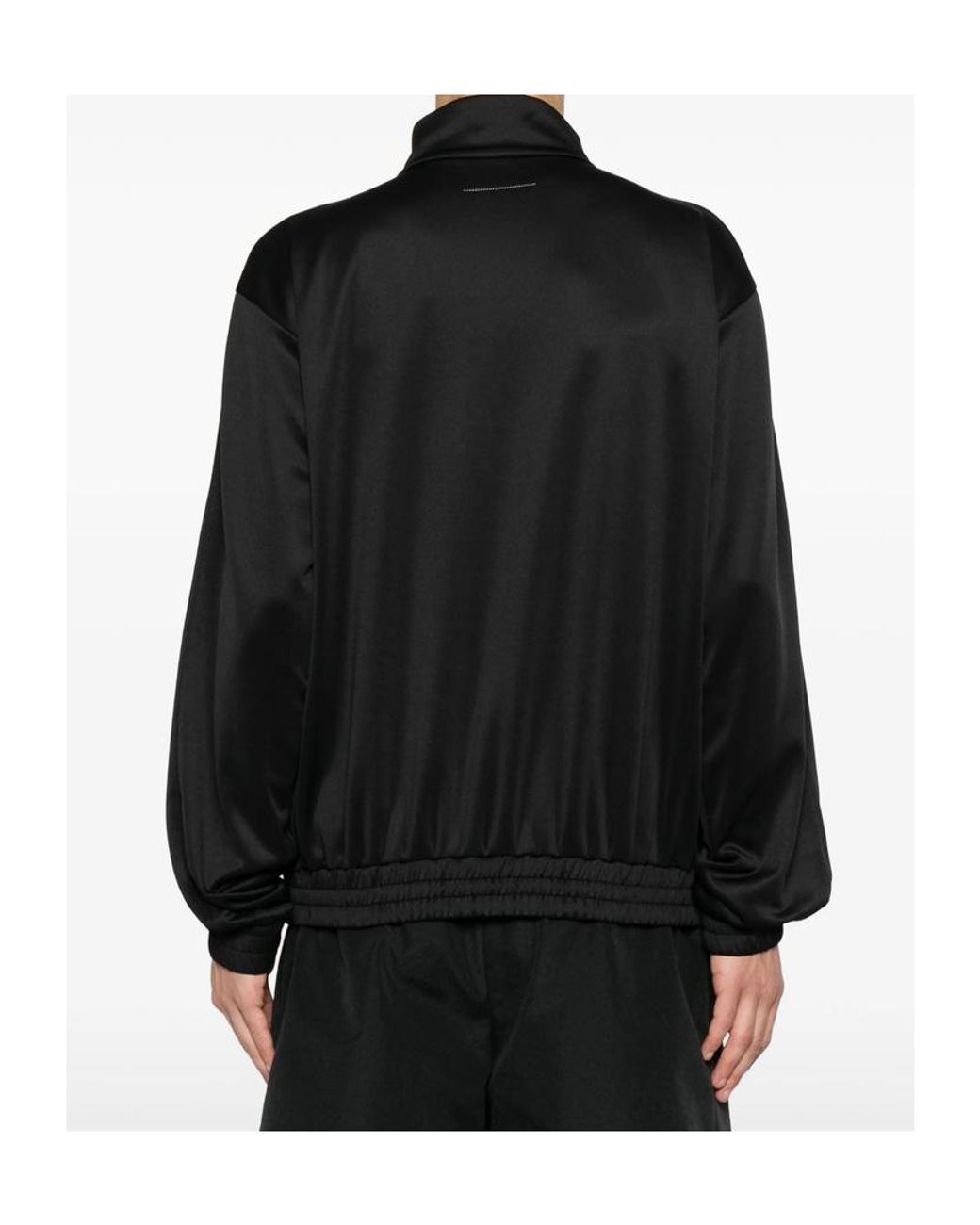 MM6 by Maison Margiela Black Logo Embroidered High-Neck Sweatshirt