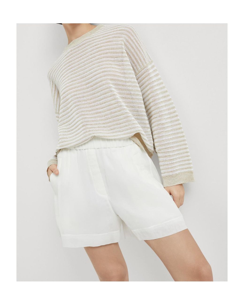 Brunello Cucinelli Gray Striped Sweater