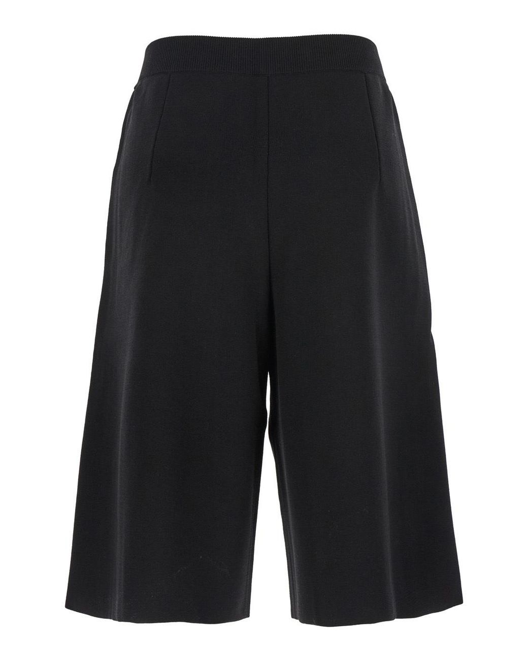 Totême Black Shorts With Ribbed Waist And Two Side Welt Pockets