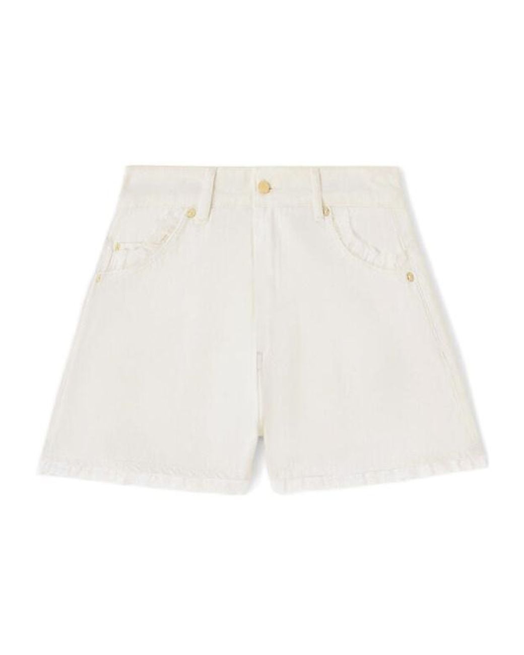 Ganni White High-Rise Lace-Trim Denim Shorts
