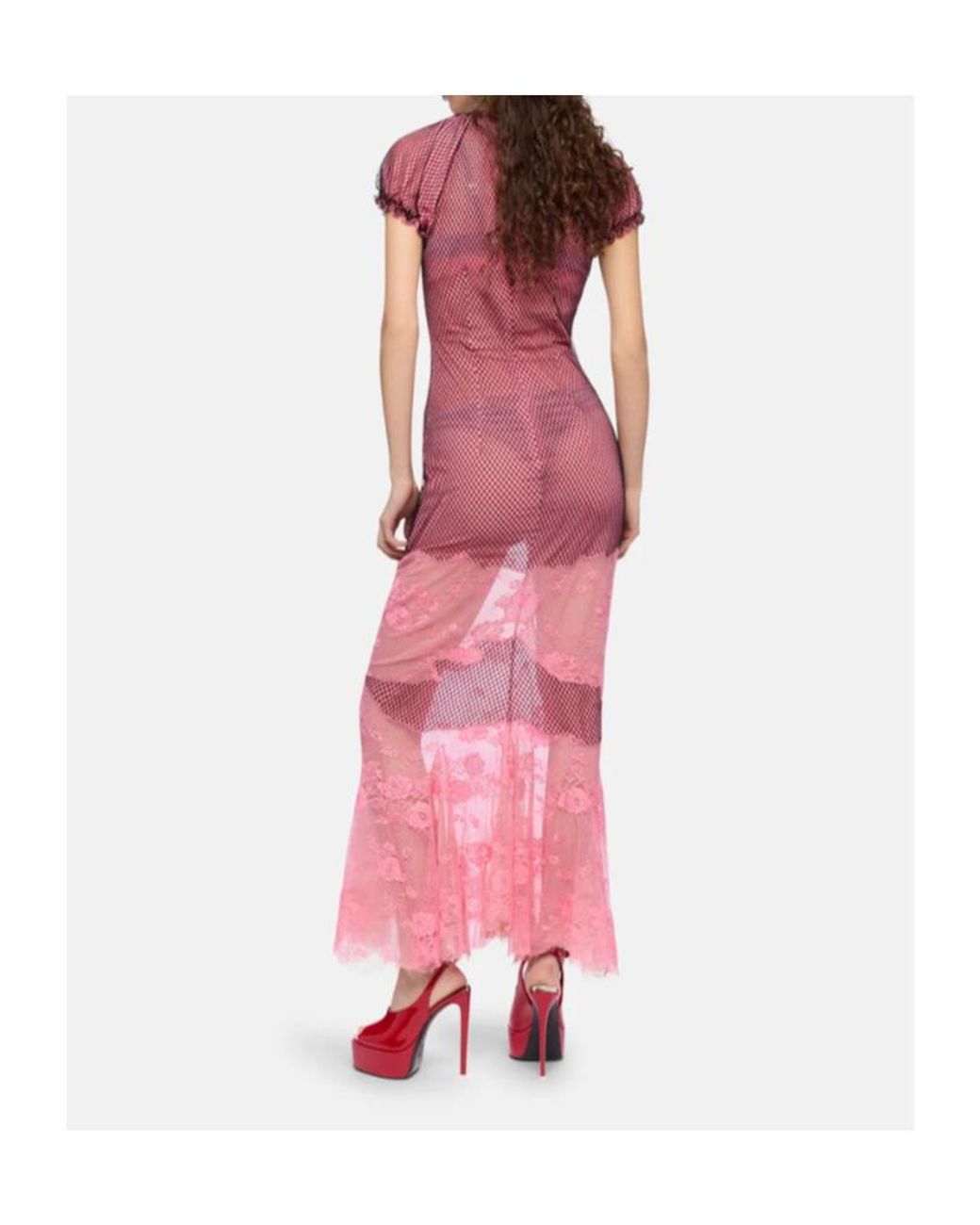 The Attico Pink The Lace Midi Dress