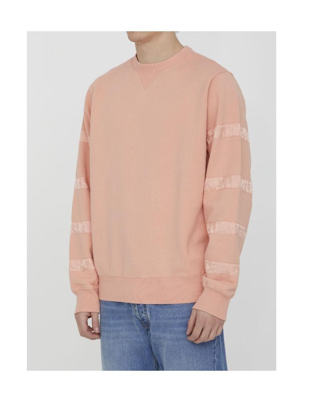 Dior Pink Homme Oblique Striped Crewneck Sweatshirt for men