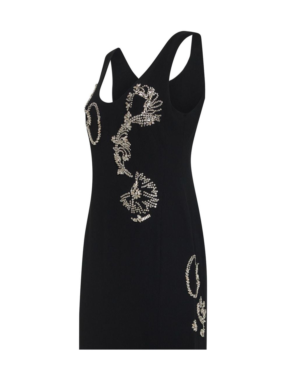 Dries Van Noten Black Crepe Long Embroidered Dress