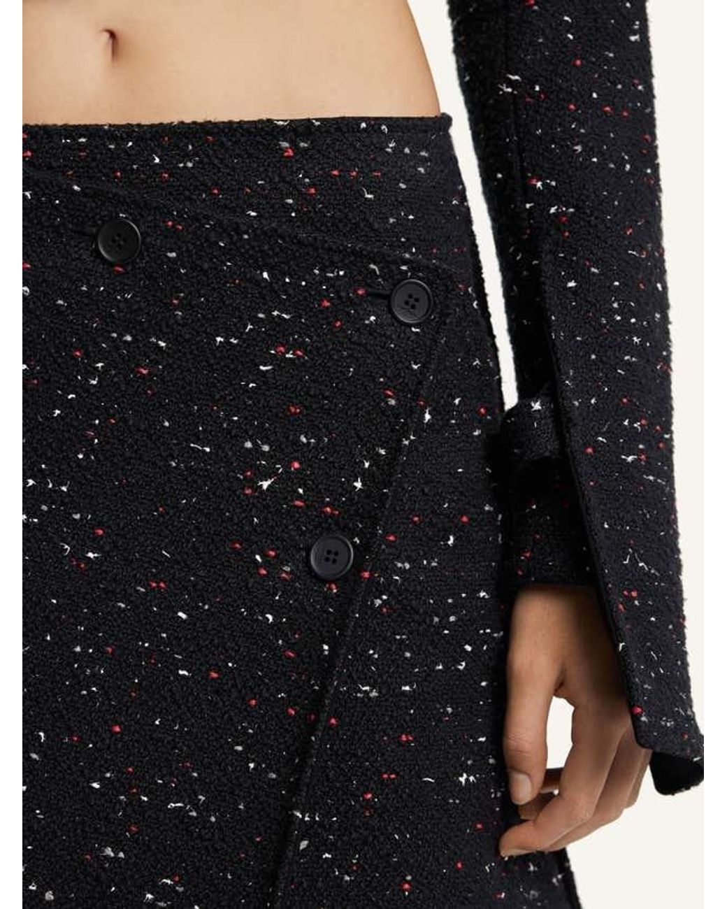 Courreges Black Asymmetrical-Panel Tweed Mini Skirt