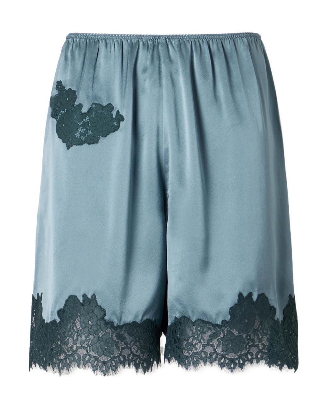Doen Blue Silk Lace Trim Shorts