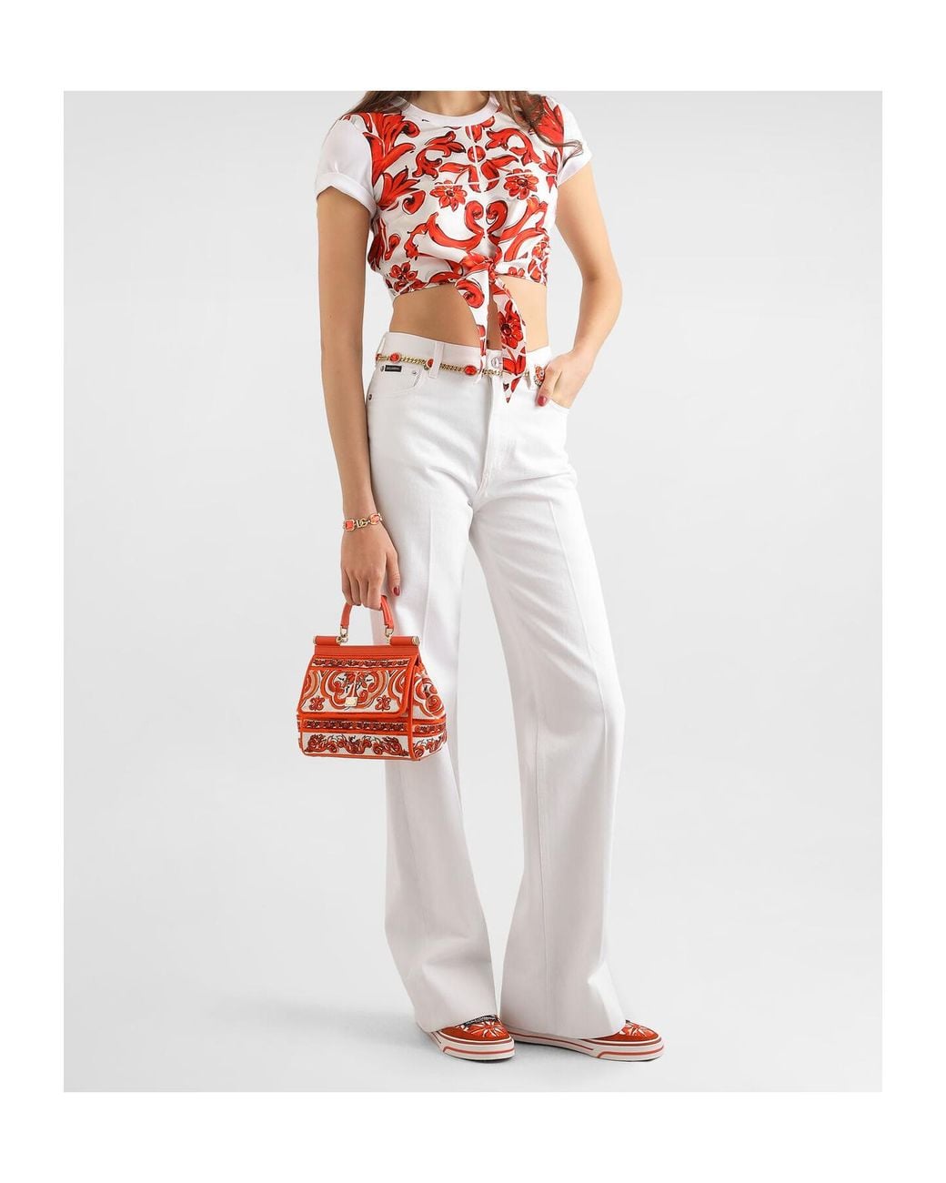 Dolce & Gabbana White High-Rise Straight Jeans