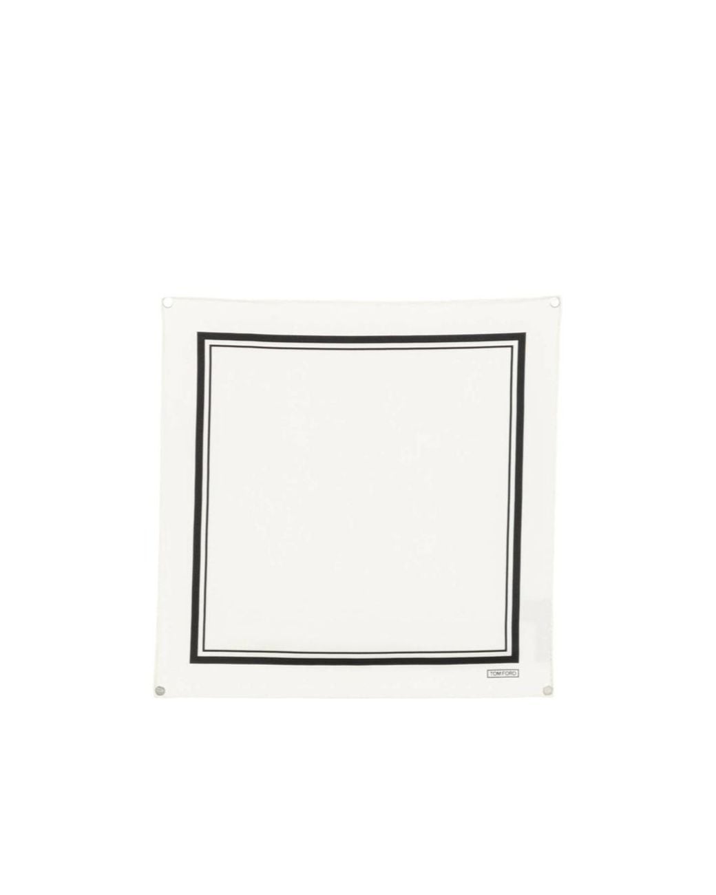 Tom Ford White Silk Frame Pocket Square
