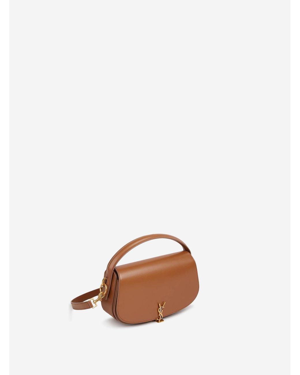 Saint Laurent Brown Logo Plaque Foldover Top Tote Bag