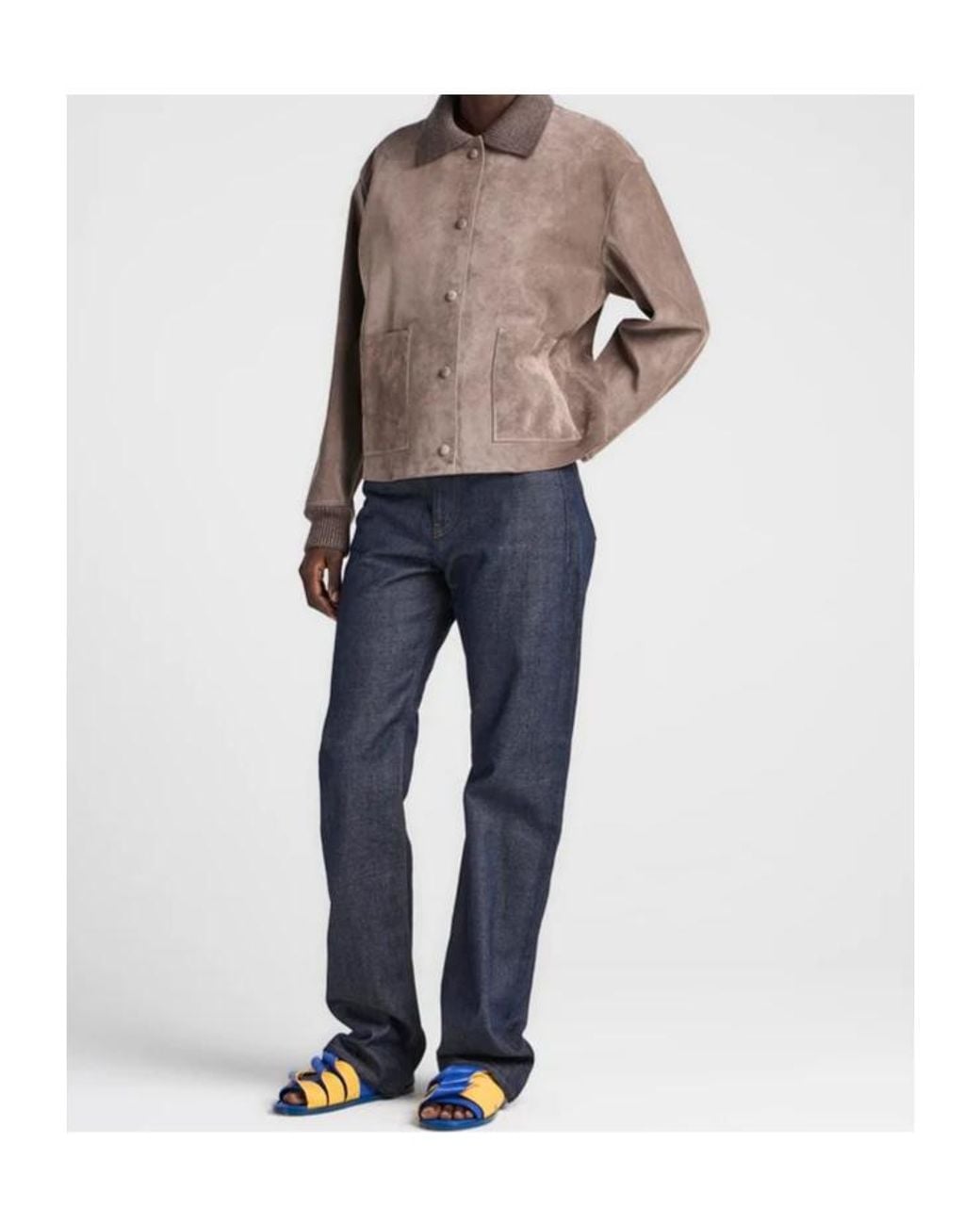 J.W. Anderson Brown Suede Ribbed-Trim Jacket