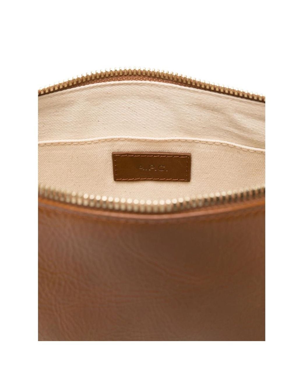 A.P.C. Brown Vera Logo Printed Zipped Shoulder Bag
