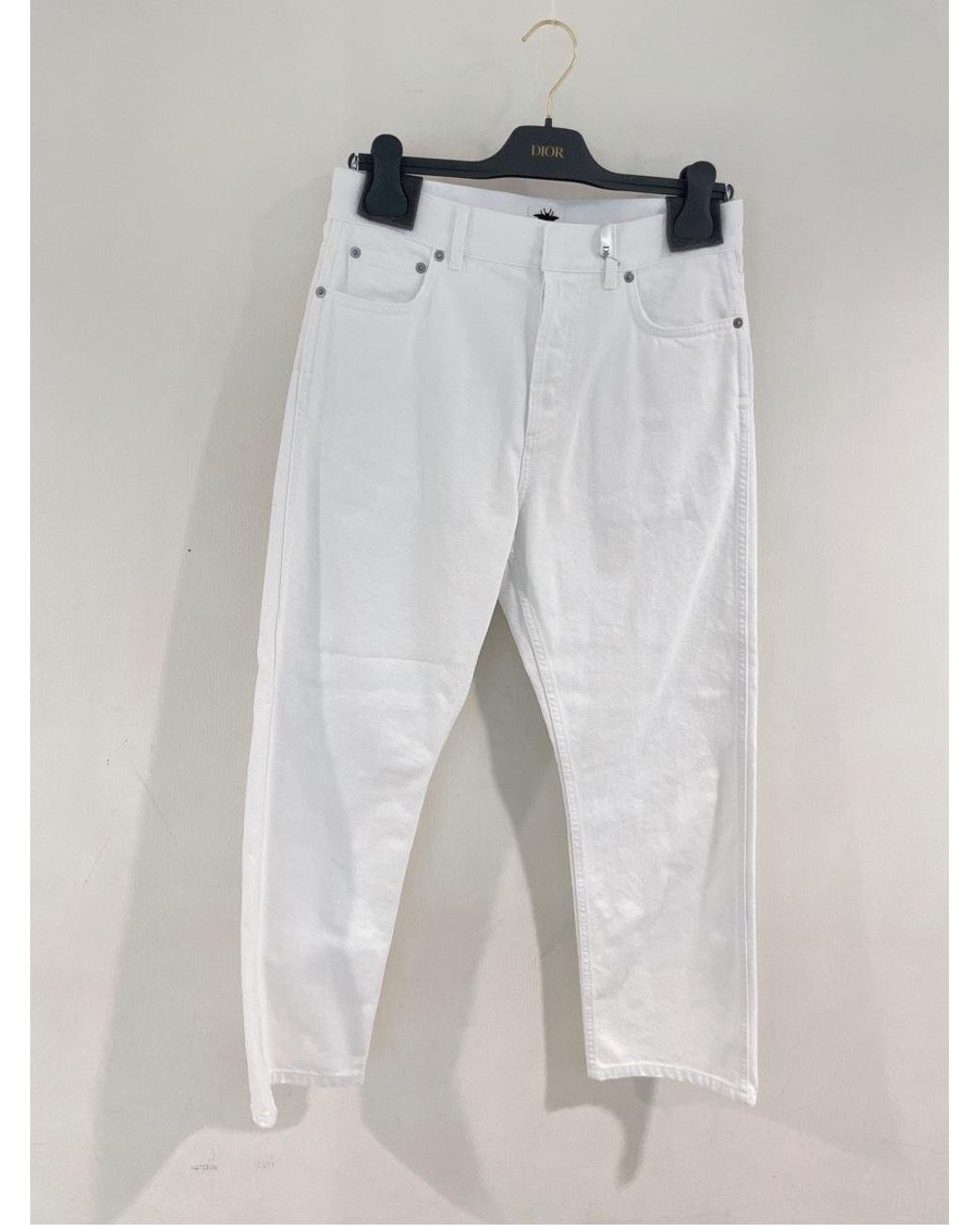 Dior White Christian Button Detailed Straight Leg Trousers
