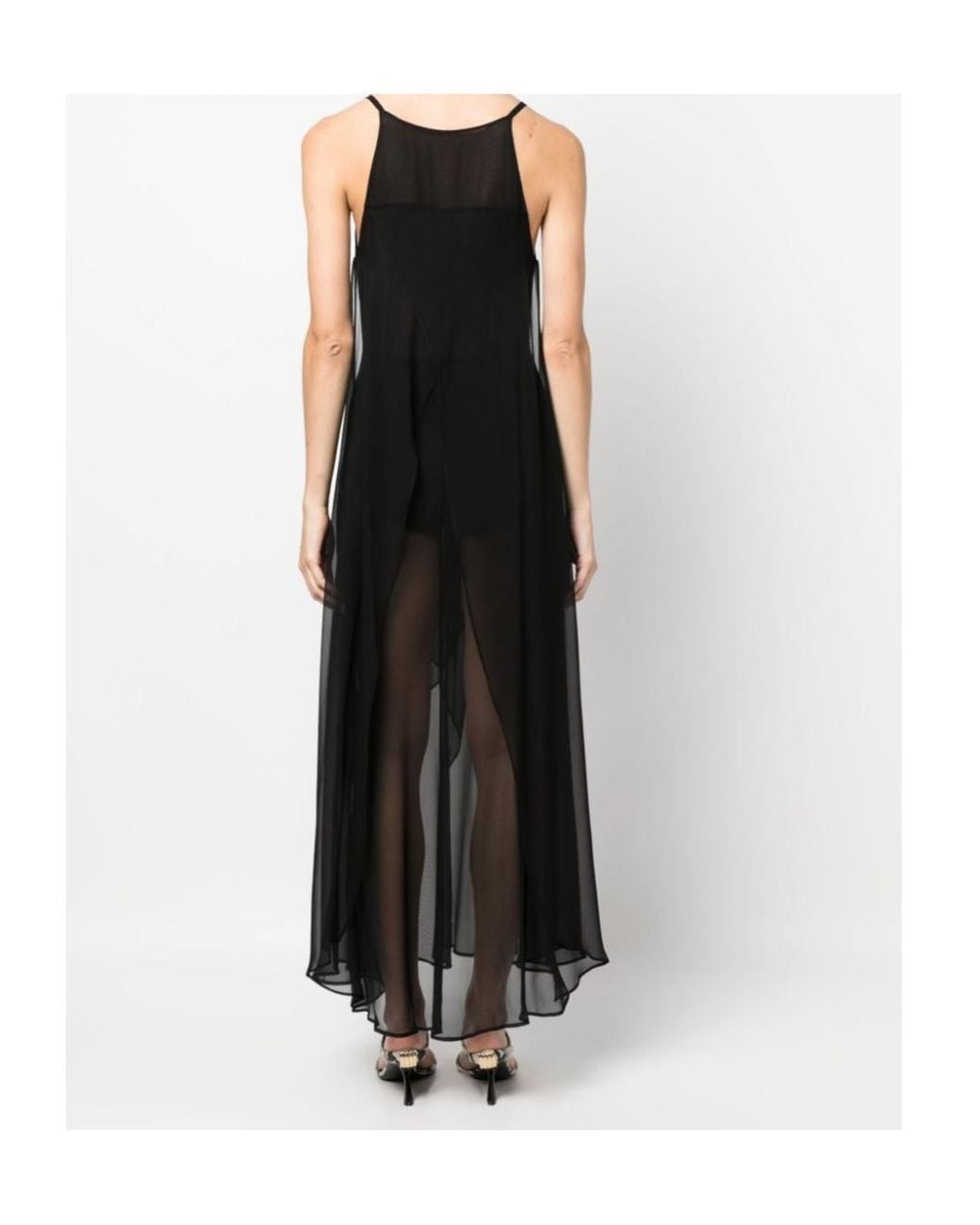 Filippa K Black Semi-Sheer Silk Slip Dress
