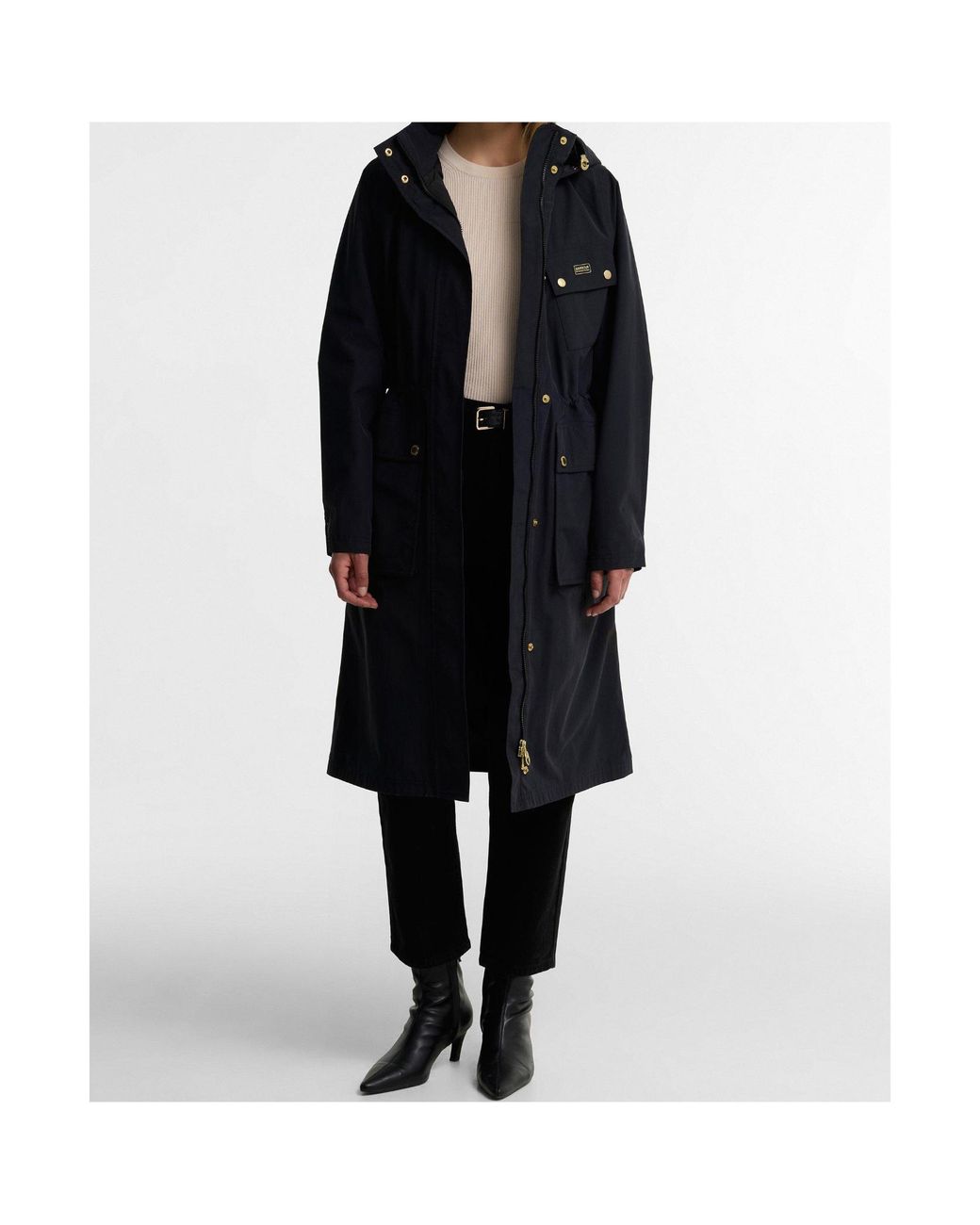 Barbour Brown Drawstringhood Long Parka Coat