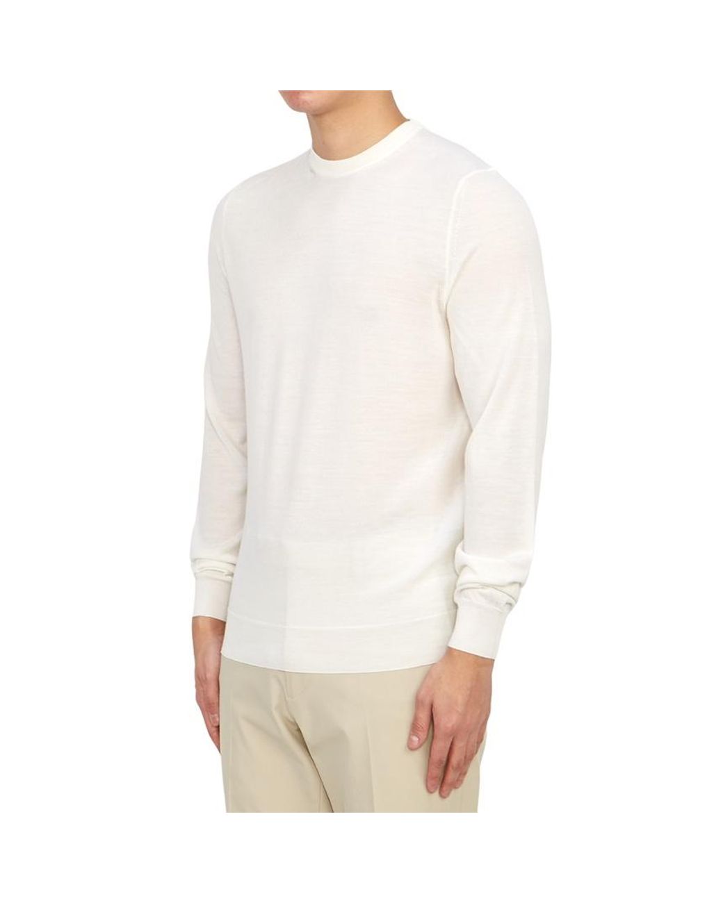 Drumohr White Round Neck Long-Sleeved Sweater for men