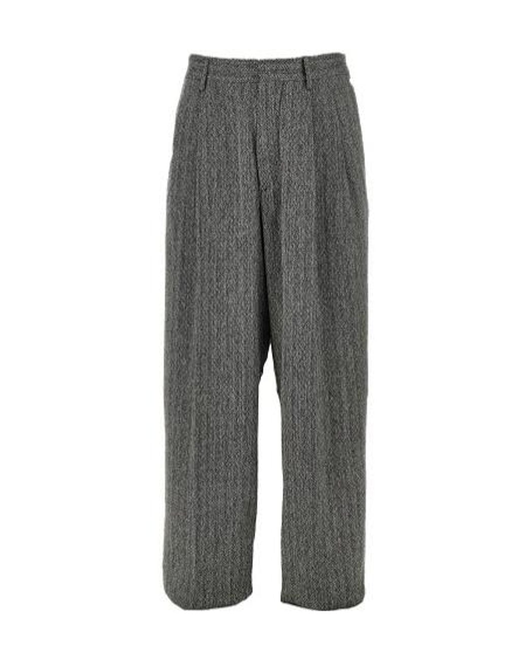 DSquared² Gray Pleated Wide-Leg Pants for men