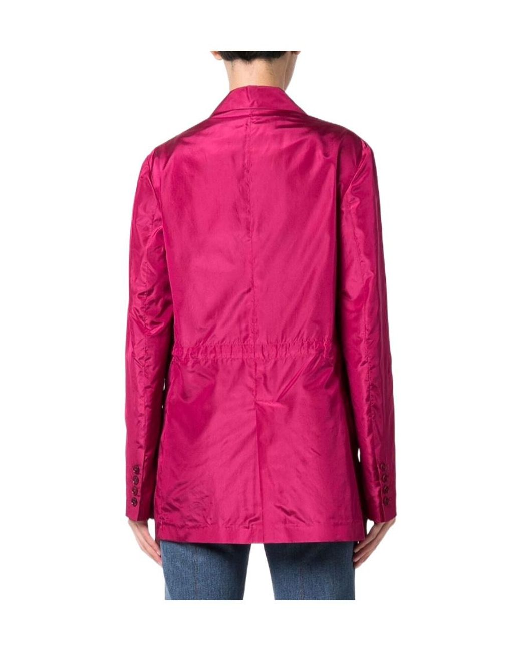 Valentino Pink Crinkled-Effect Single-Breasted Blazer