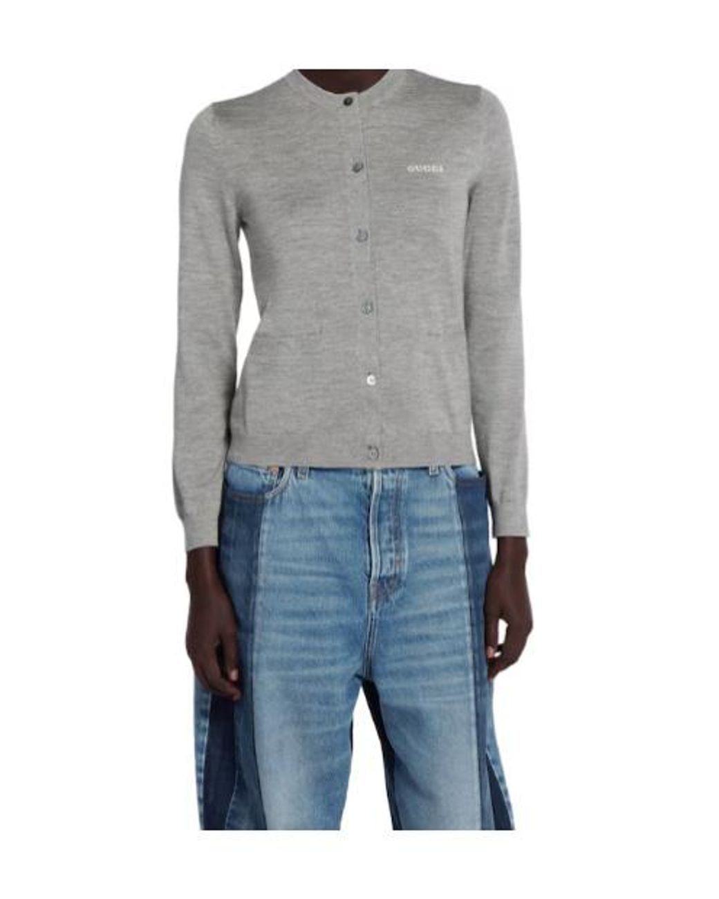 Gucci Gray Logo Embroidered Button-Up Cardigan