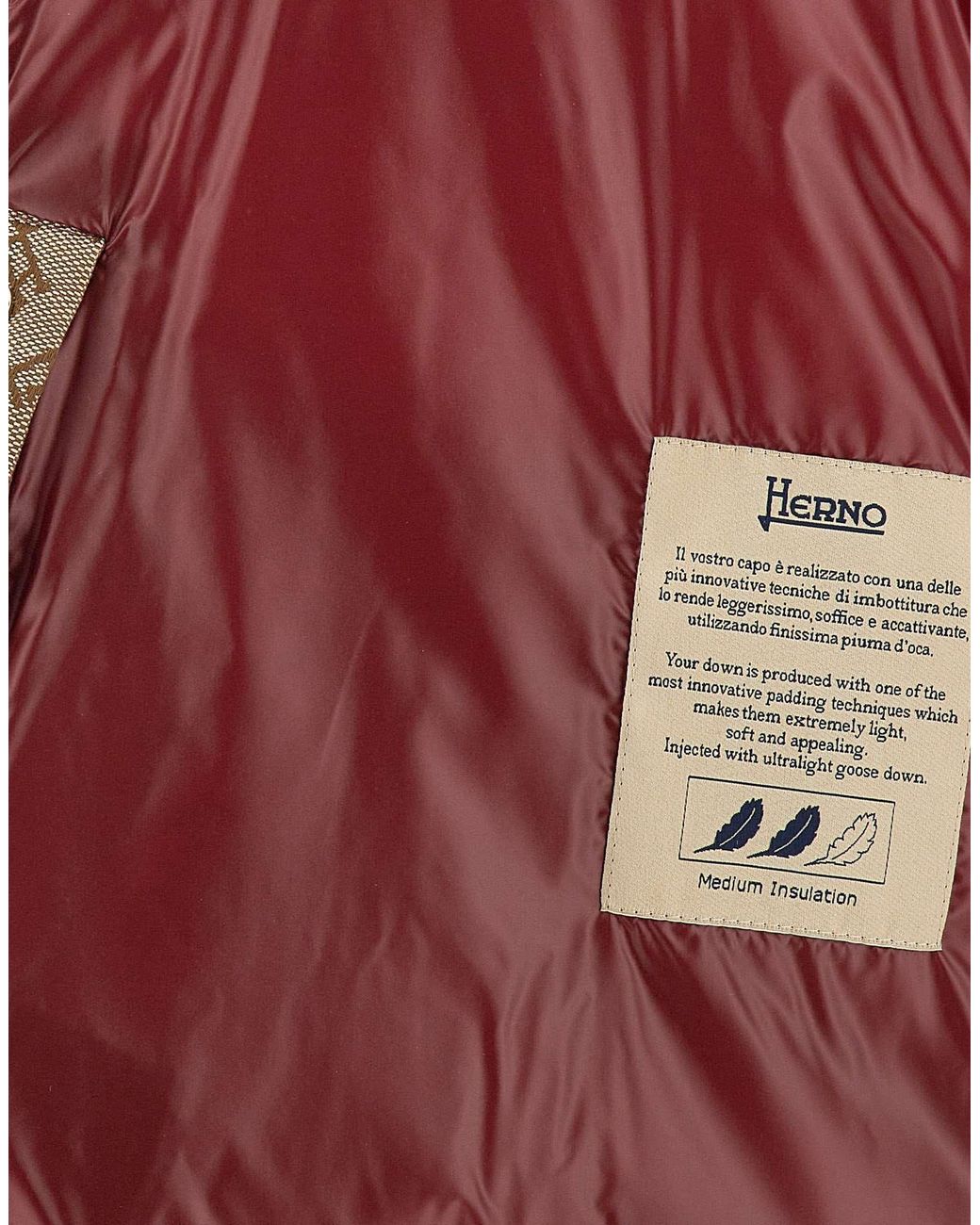 Herno Red Funnel Neck Quilted Padded Jacket