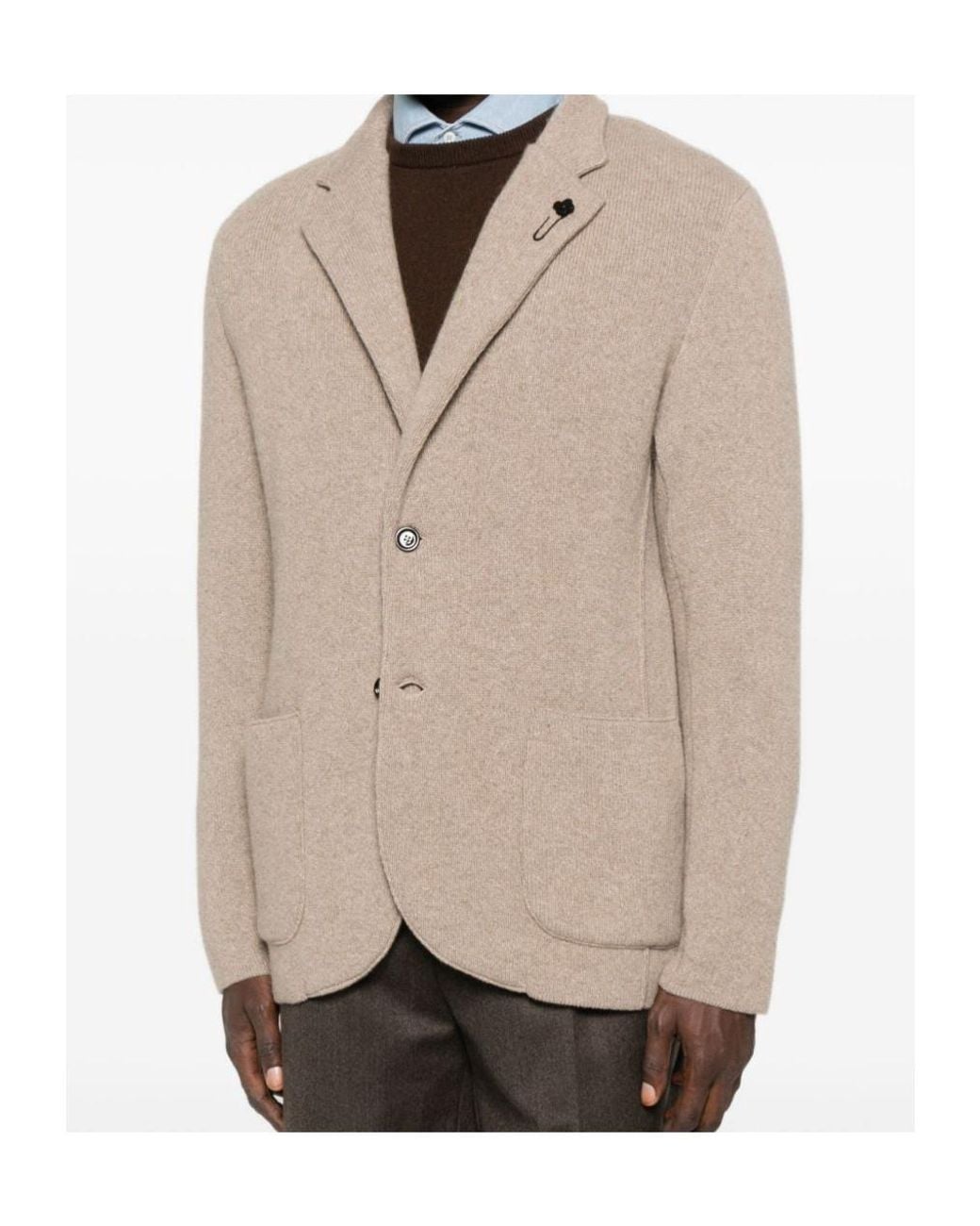 Lardini Natural Patch-Pockets Buttoned Blazer for men