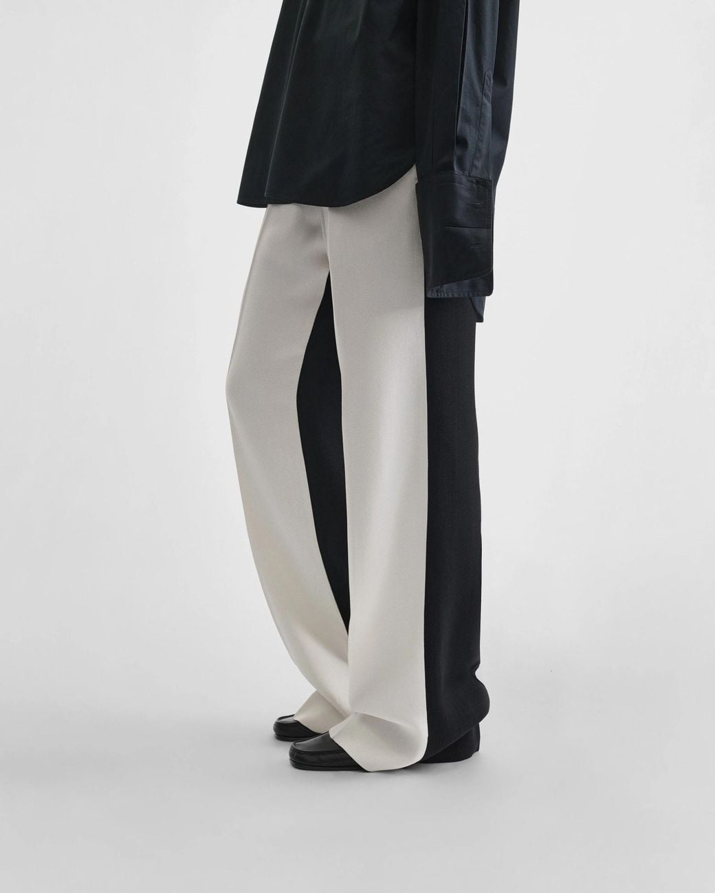 Phoebe Philo White Color-Blocked Straight-Leg Casual Pants