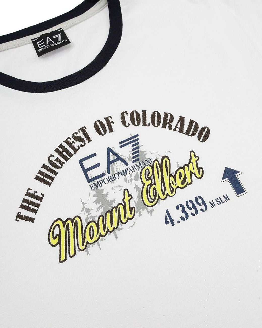 EA7 White Logo T-Shirt With Round Neck for men