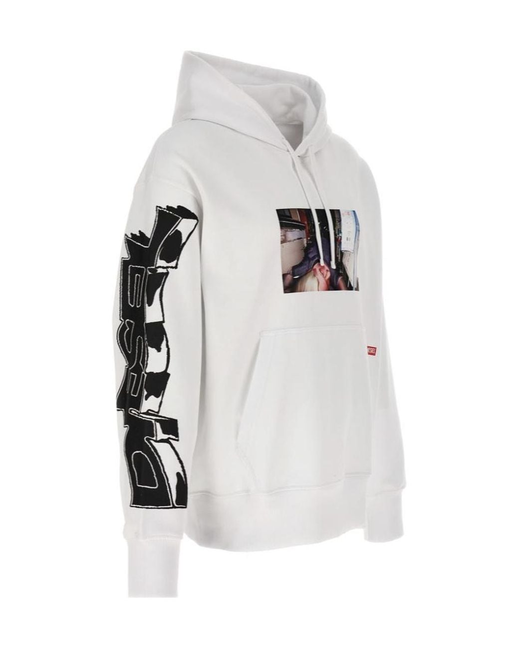 DIESEL White Macs-Hood-L3 Cotton Hoodie for men