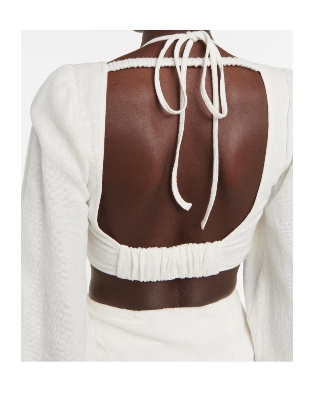 Jonathan Simkhai White Lace-Up Crop Top
