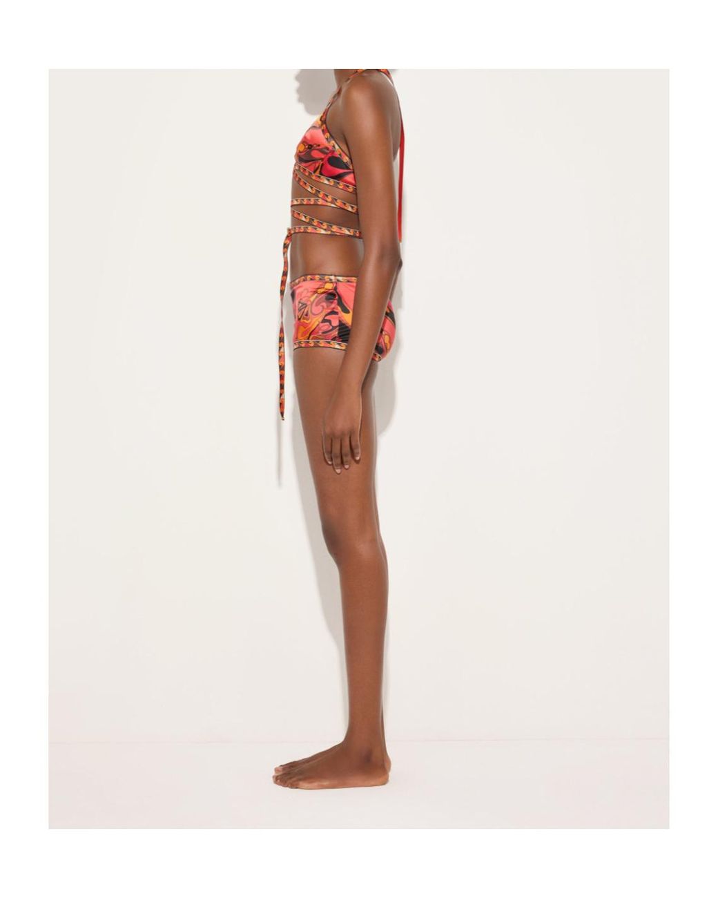 Emilio Pucci Red Orchidee-Print Silk Bra