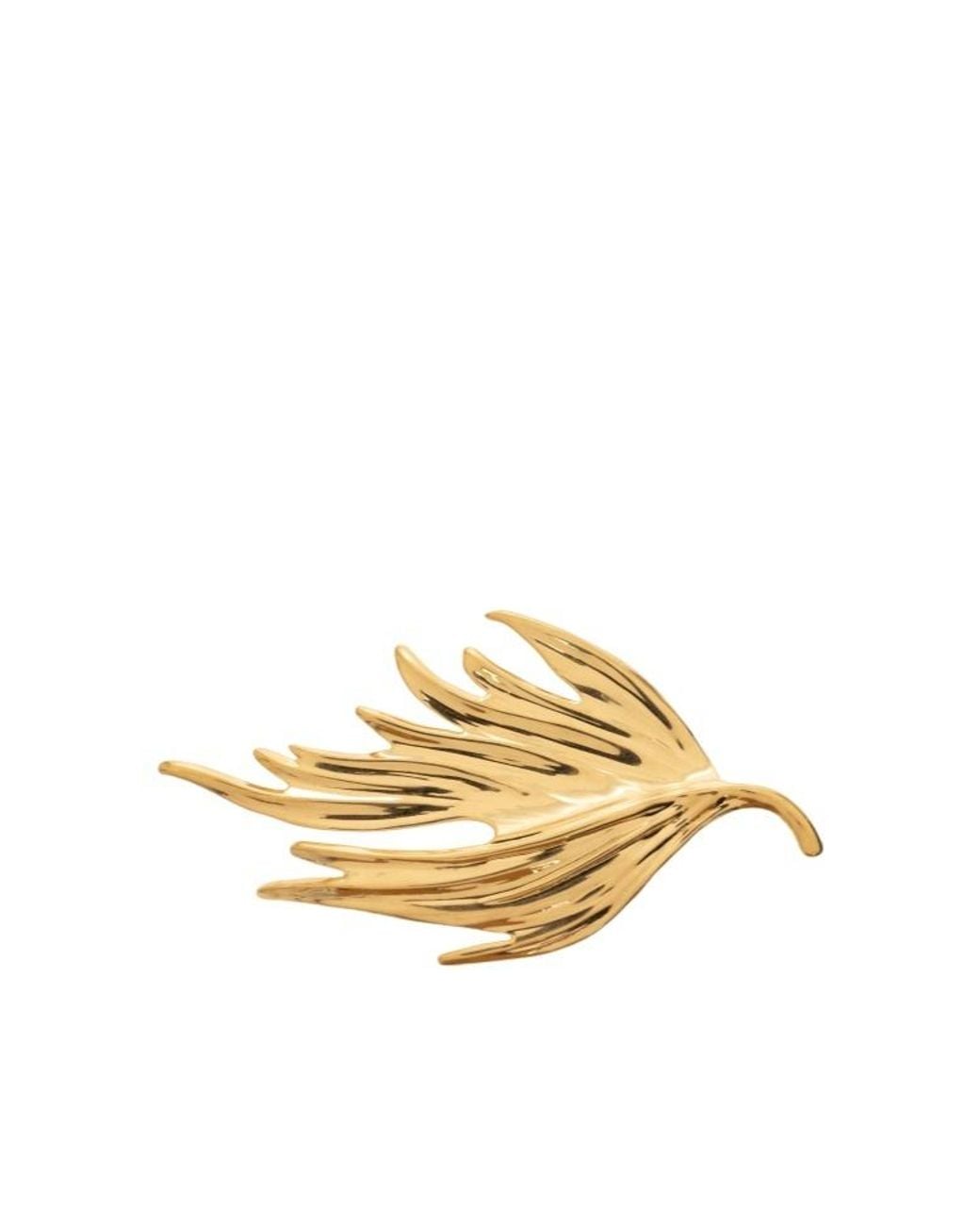 Jil Sander Metallic Sculpted Leaf Brooch