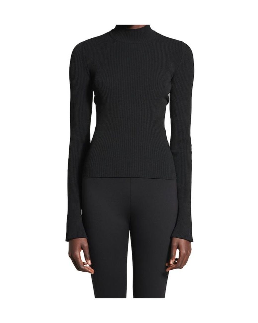 Balenciaga Black Lace-Up Fitted Turtleneck Jumper