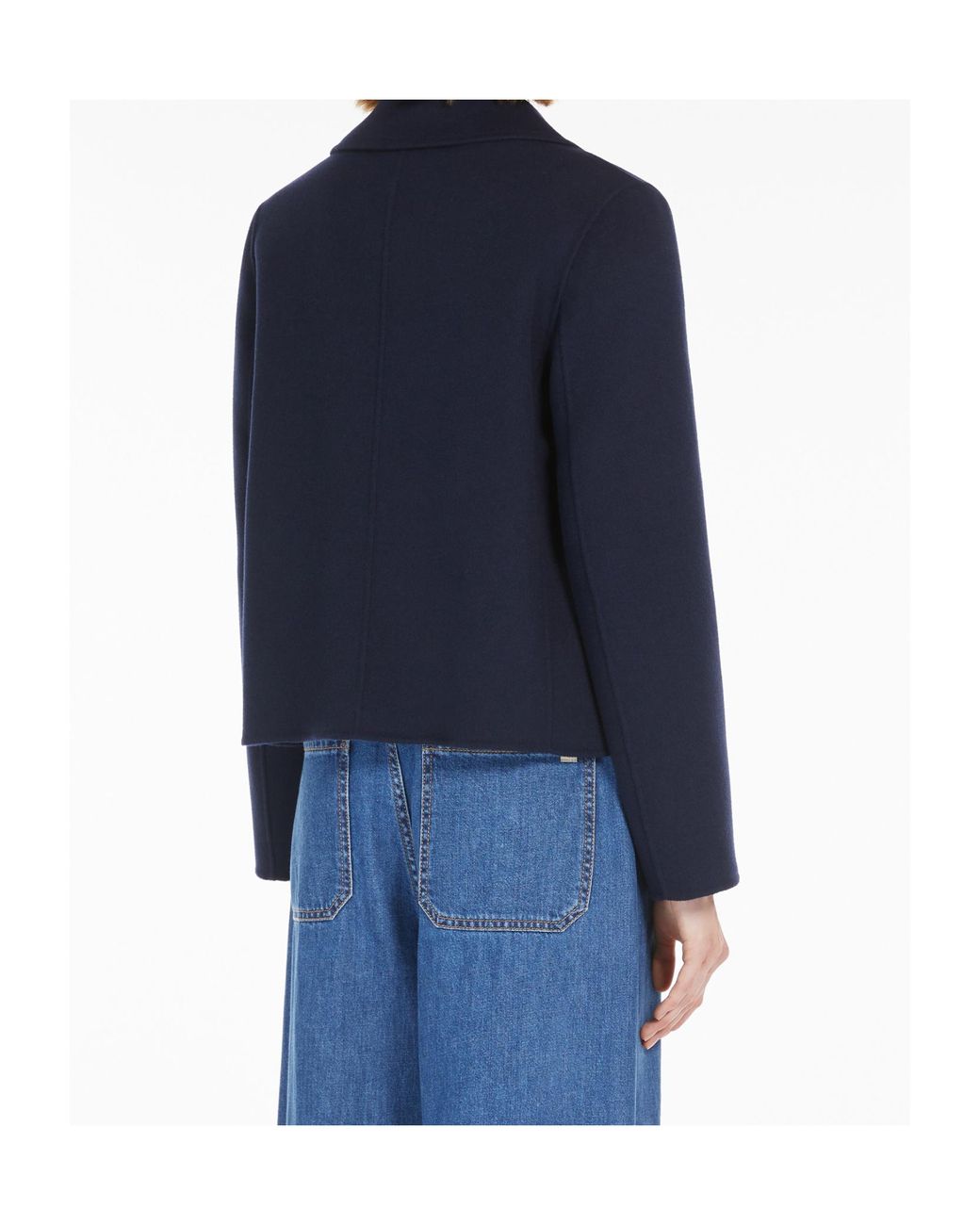Weekend by Maxmara Blue Double-Sided Wool Double-Breasted Pea Coat