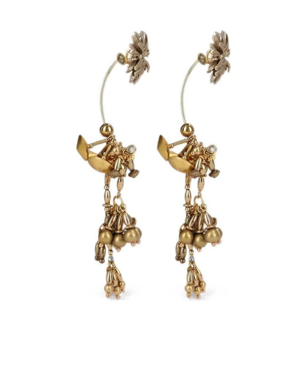 Dries Van Noten White Flower Pattern Earrings